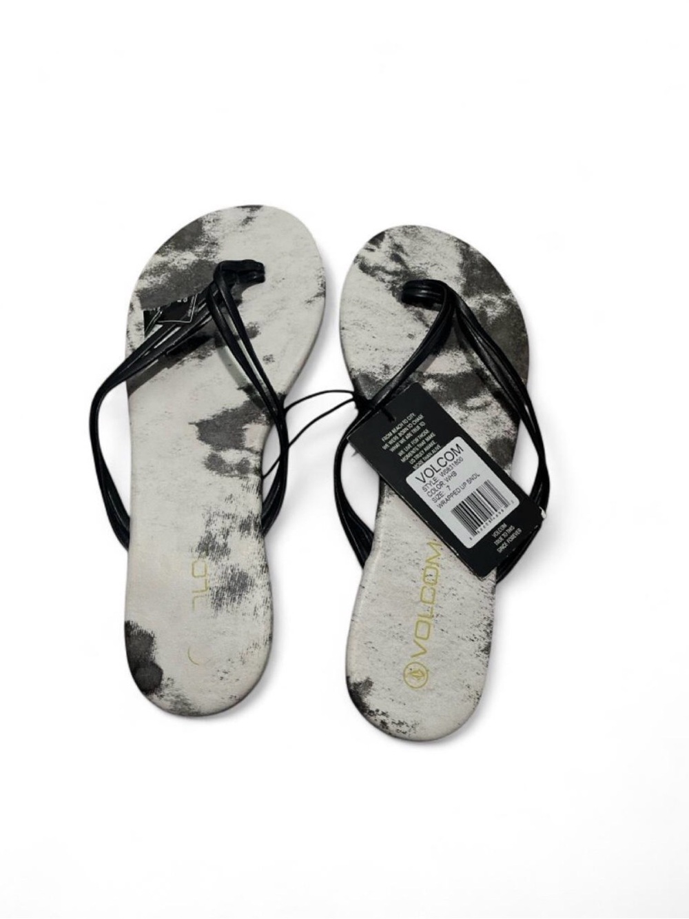Volcom Women's Black & White Strappy Sandal Flip Flops